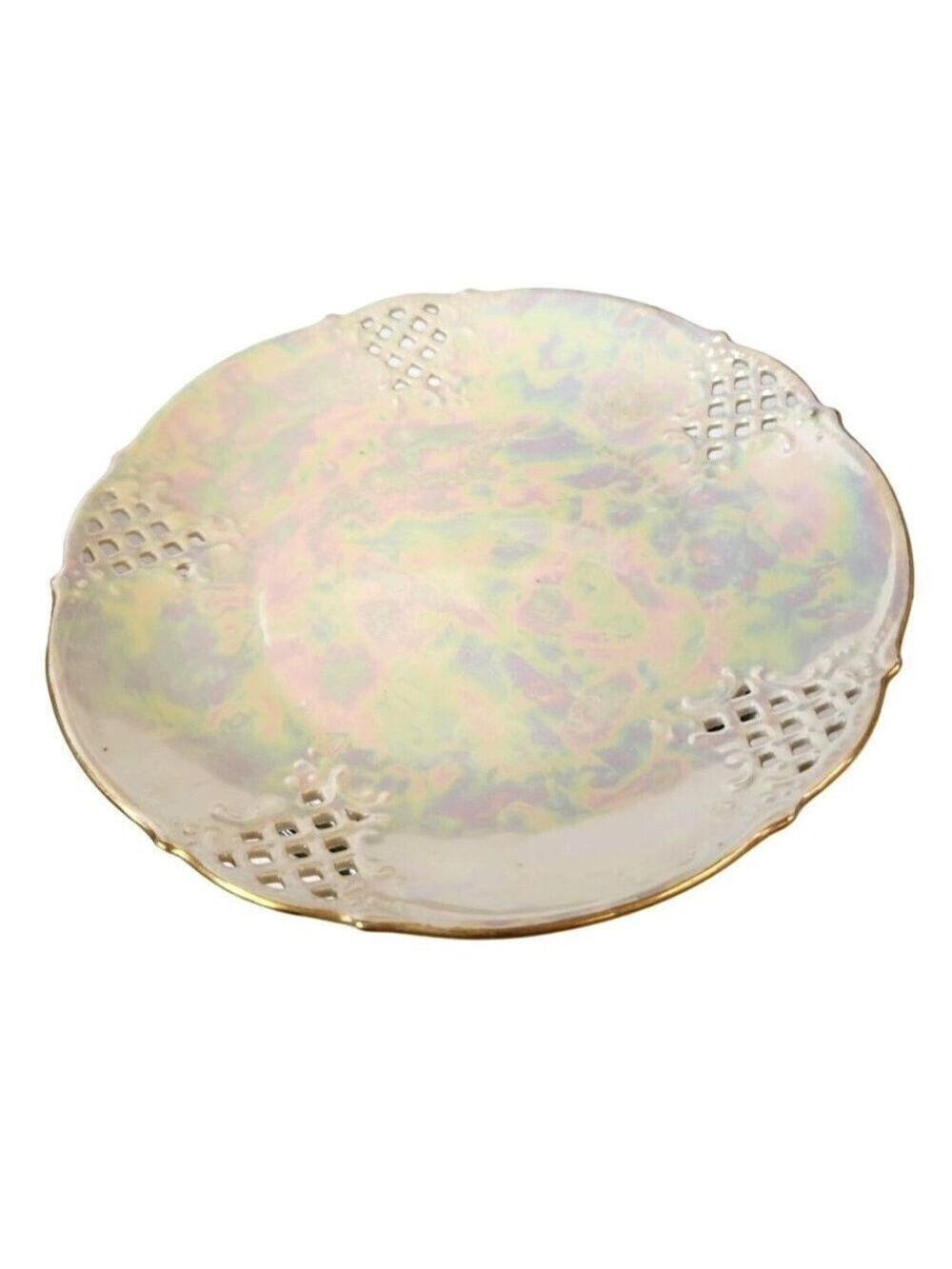 Schumann China Bavaria Hand Painted Lattice Edge Plate 6.75 OD Dessert Plate